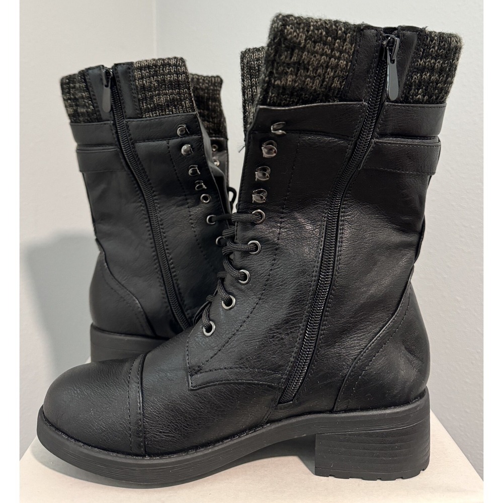 Dream Pairs Winter Lace Up Mid Calf Combat Riding Military Boots Womens 6.5 - Picture 5 of 9